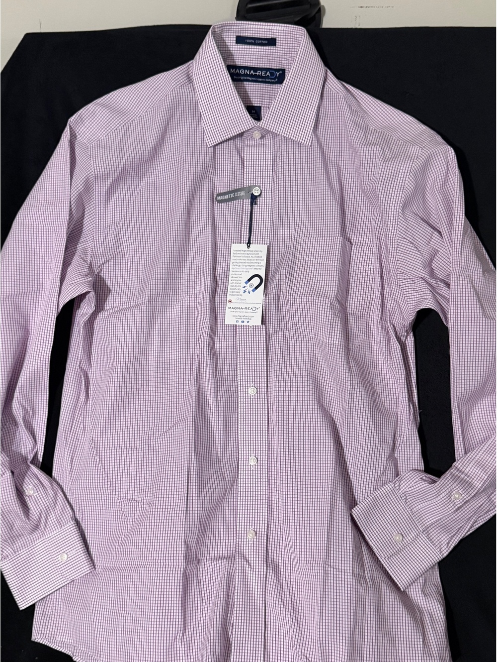 MagnaReady Men's Magnetic Closure Dress Shirt - Medium, 100% Cotton
